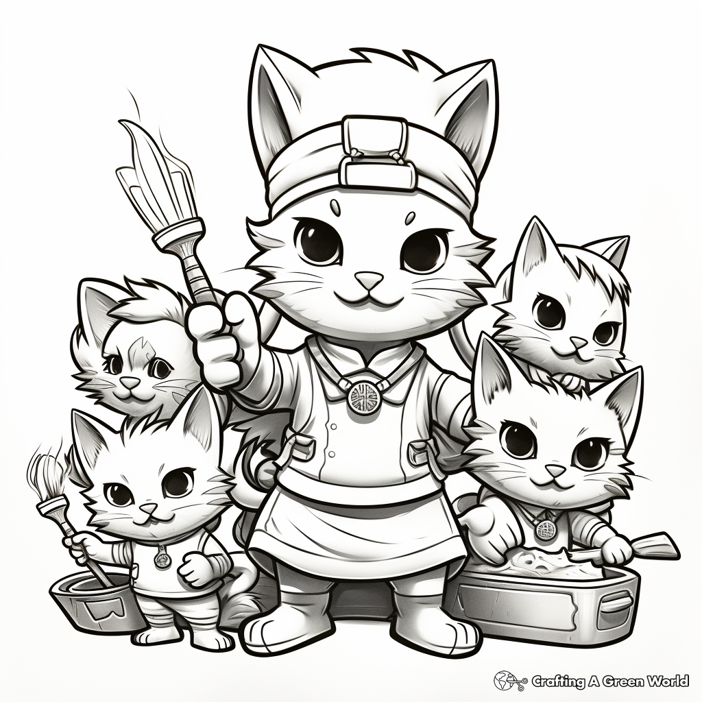 Creative Chef Kitty Coloring Pages 1