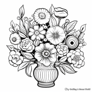 Creative Decorative Floral Arrangement Coloring Pages 1
