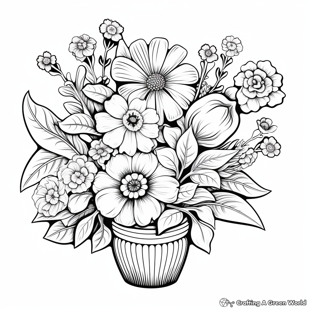 Creative Decorative Floral Arrangement Coloring Pages 3