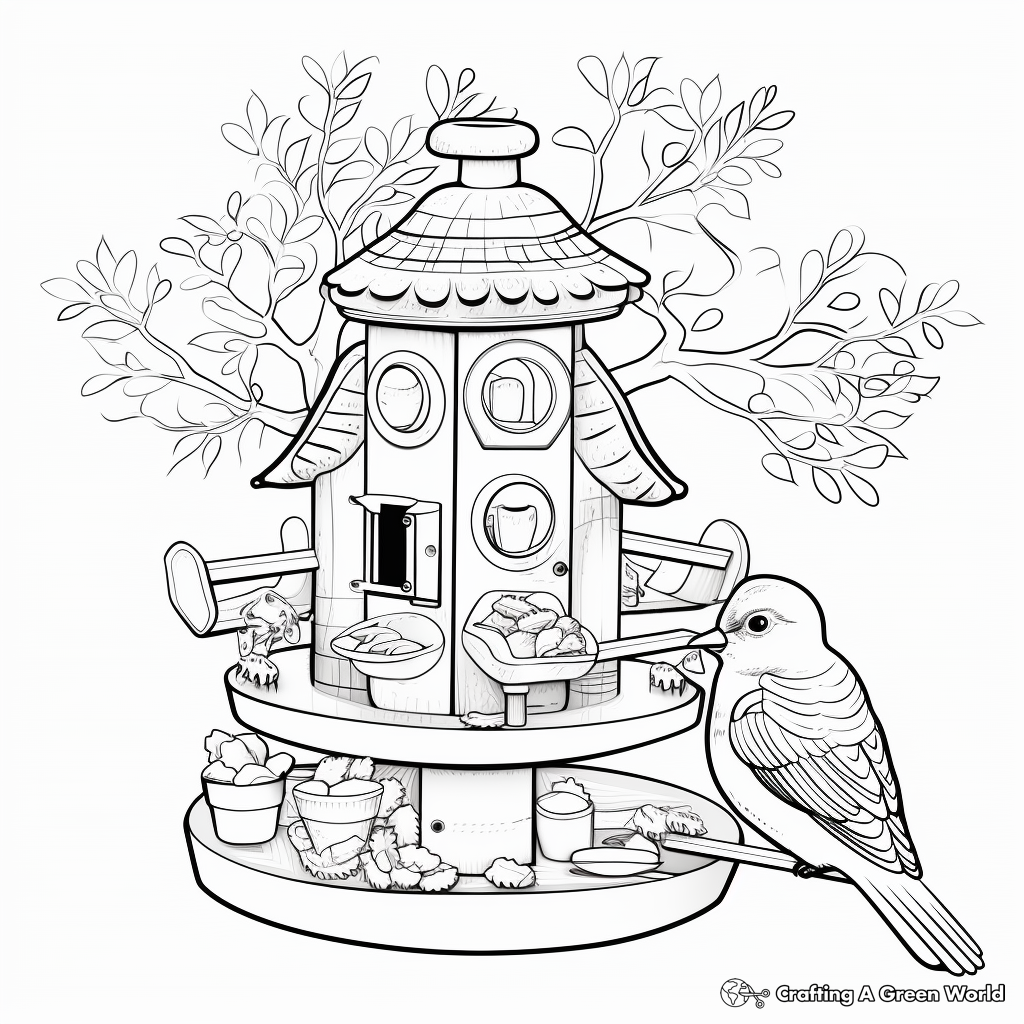 Creative DIY Bird Feeder Coloring Pages 2