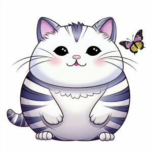 Creative Fat Cat with Butterflies Coloring Pages 3