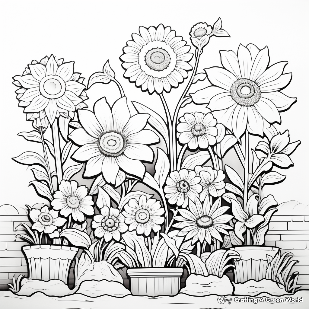 Creative Flower Garden Coloring Pages 1