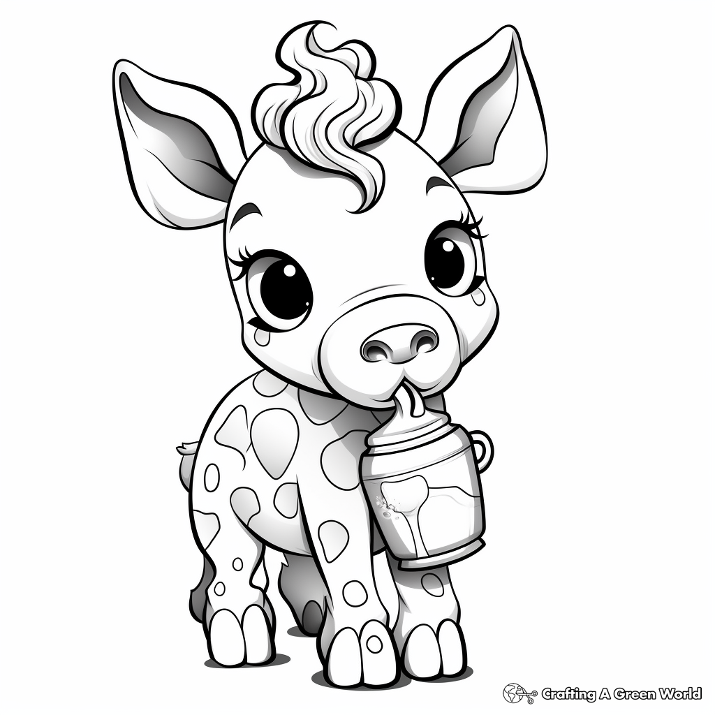 Creative Giraffe Drinking Boba Coloring Pages 3