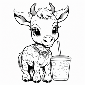 Creative Giraffe Drinking Boba Coloring Pages 4