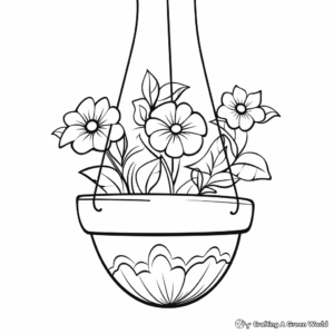 Creative Hanging Flower Pot Coloring Pages 1