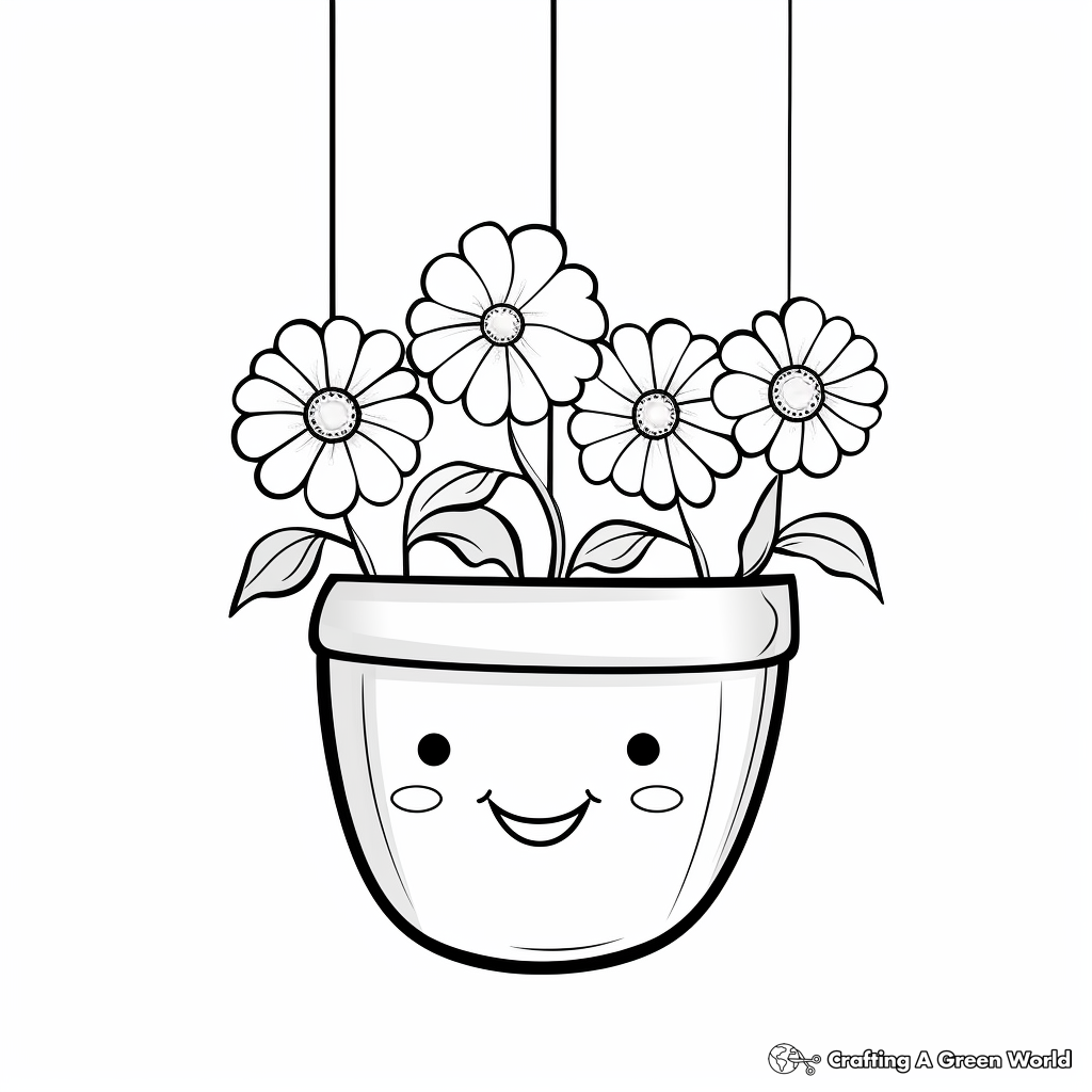 Creative Hanging Flower Pot Coloring Pages 4