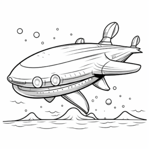 Creative Interpretation of Blue Whales in Outer Space Coloring Pages 1