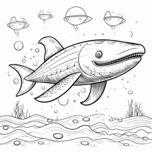 Creative Interpretation of Blue Whales in Outer Space Coloring Pages 2