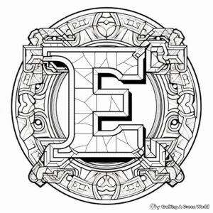 Creative Letter E Mosaic Coloring Pages 2