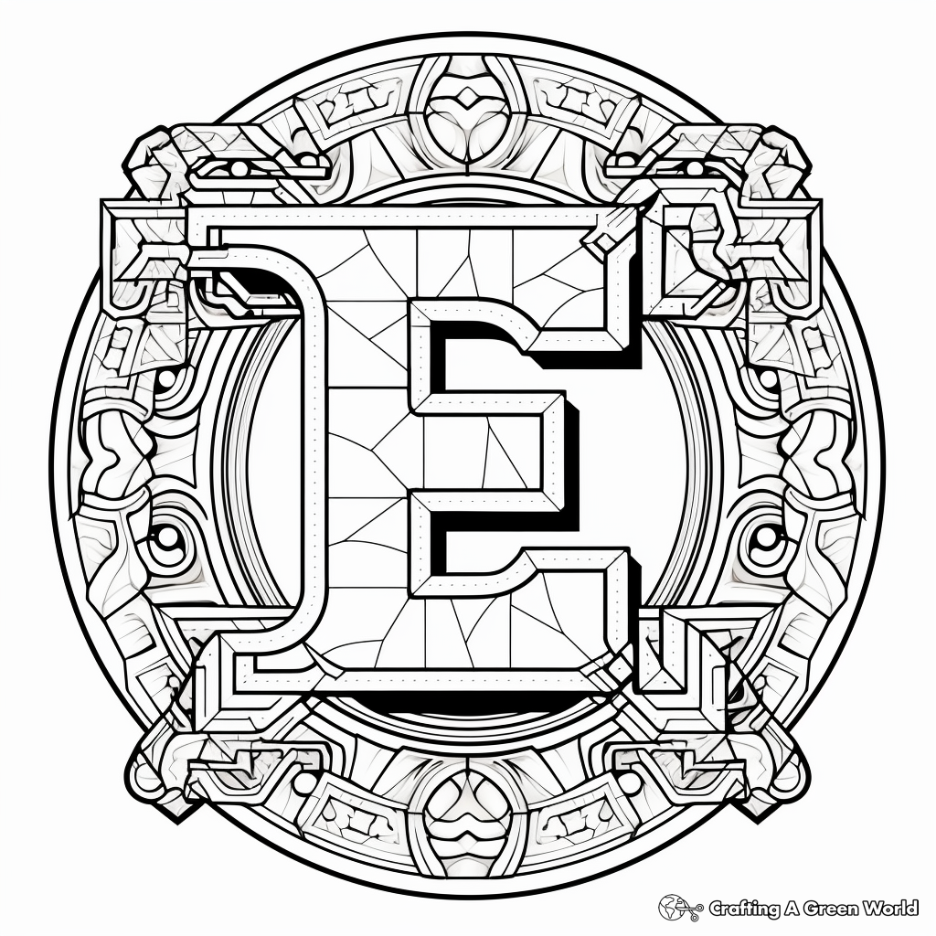 Creative Letter E Mosaic Coloring Pages 2