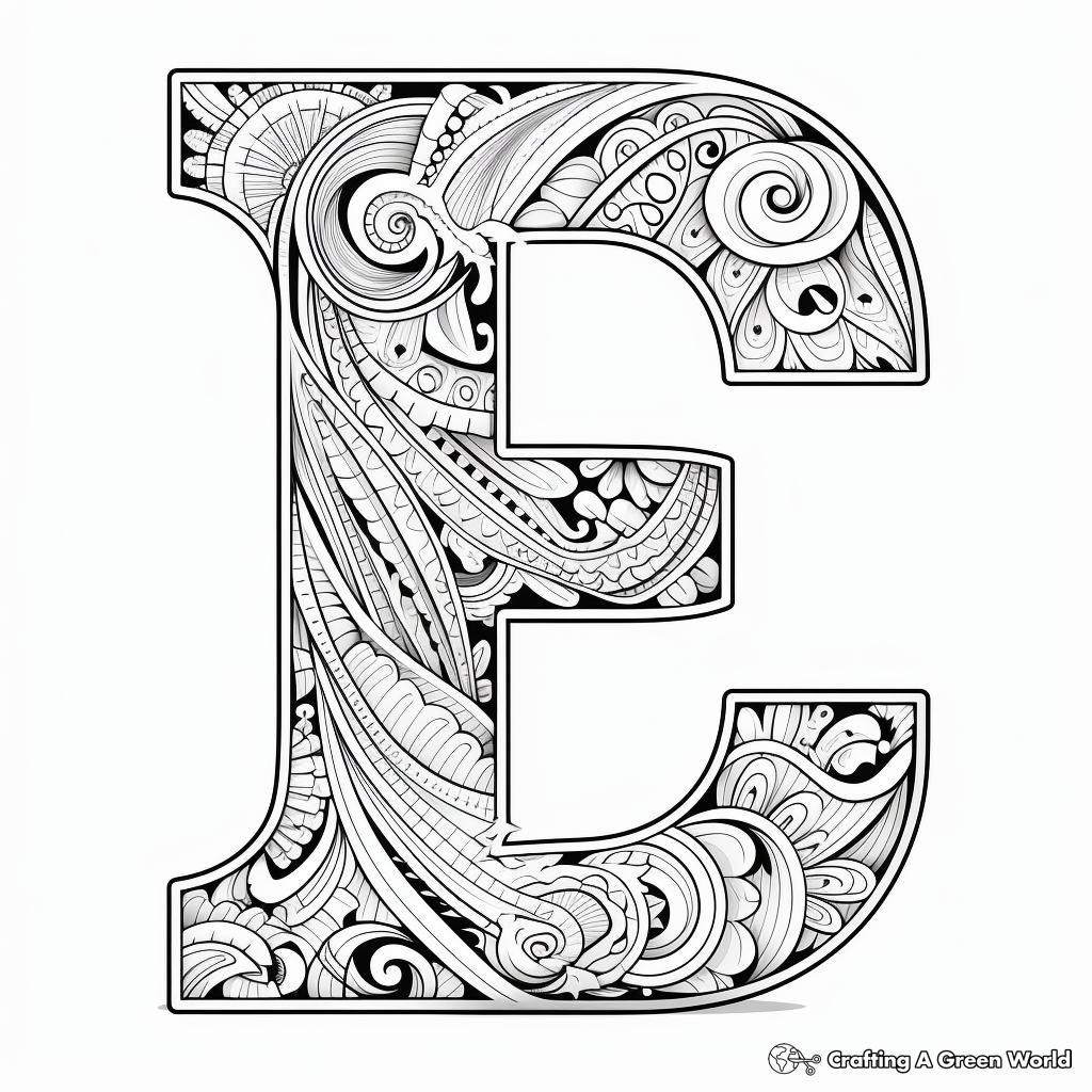 Creative Letter E Mosaic Coloring Pages 4