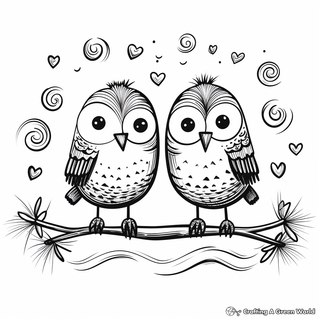 Creative Love Bird Doodle Coloring Pages 3