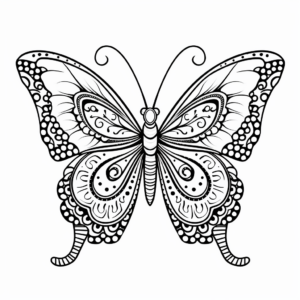 Creative Painted Jezebel Butterfly Mandala Coloring Pages 1