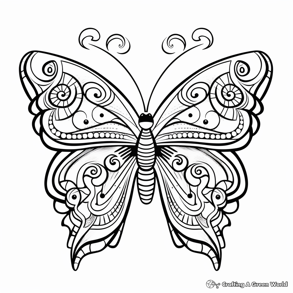Creative Painted Jezebel Butterfly Mandala Coloring Pages 3