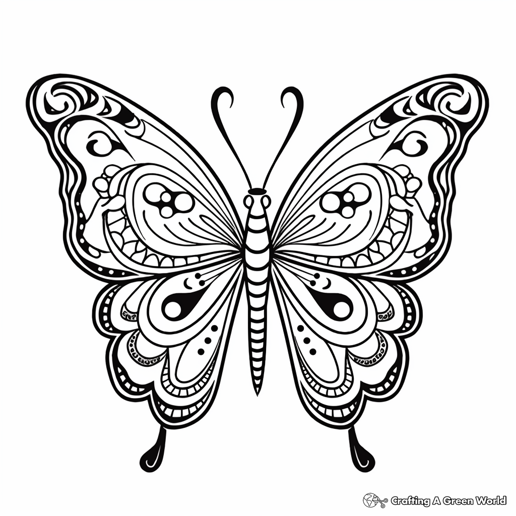 Creative Painted Jezebel Butterfly Mandala Coloring Pages 4
