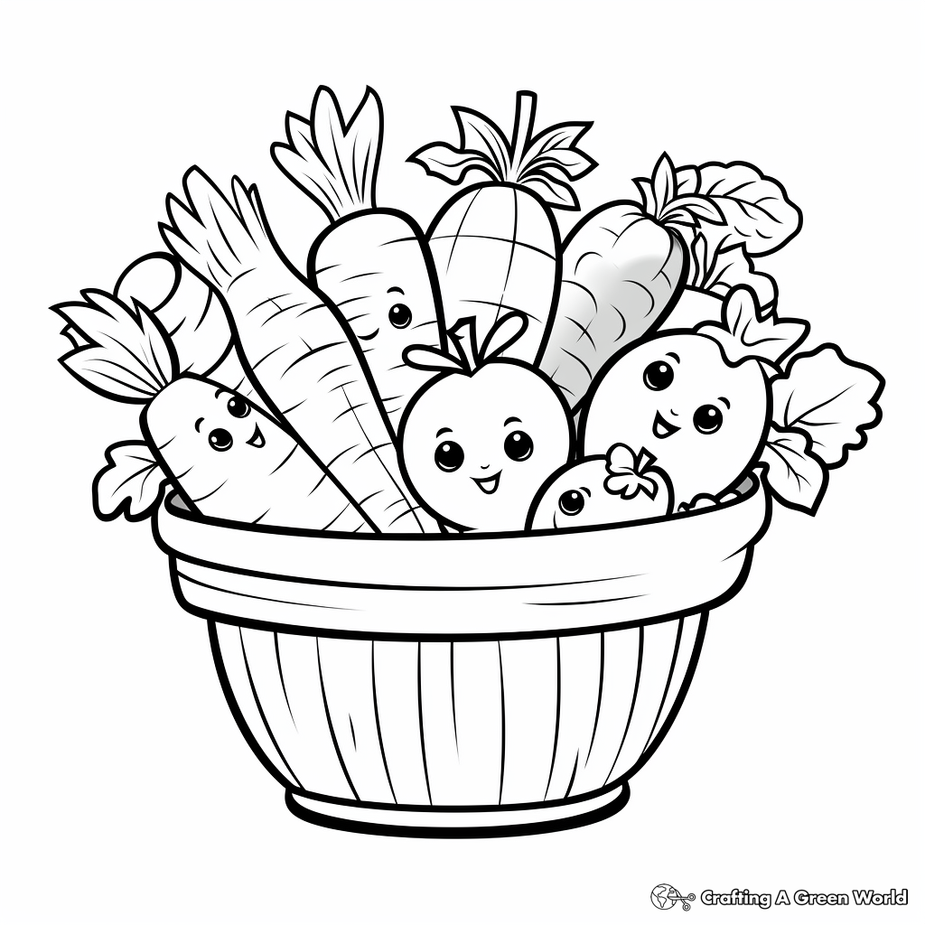 Creative Vegetable Basket Coloring Pages 1