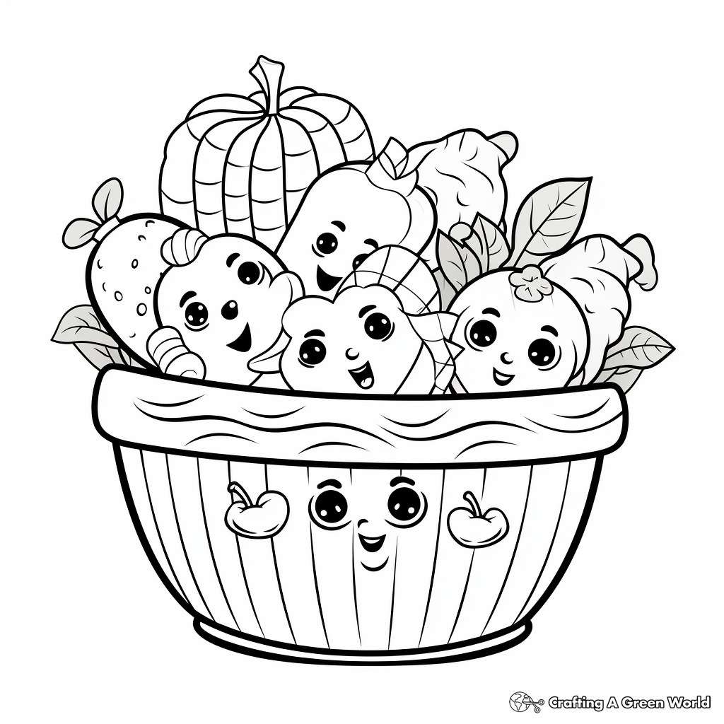 Creative Vegetable Basket Coloring Pages 2