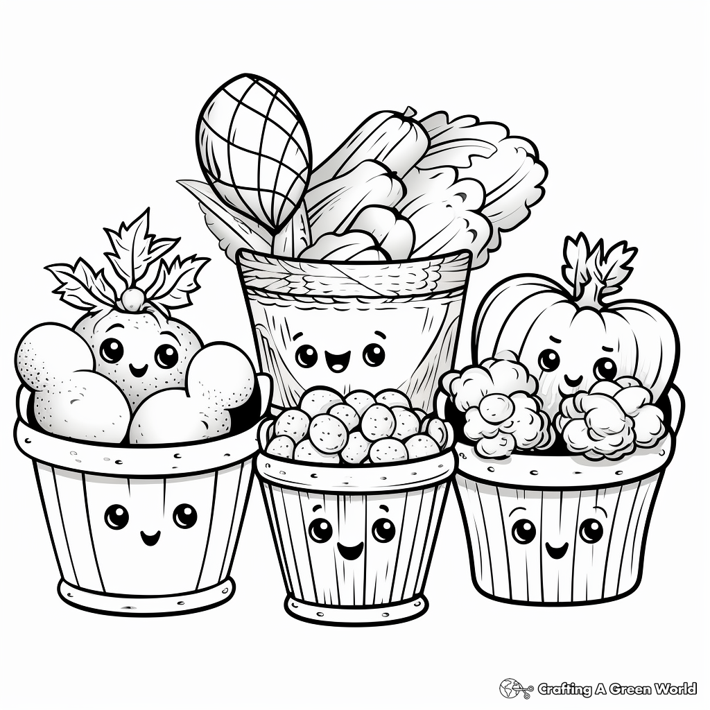 Creative Vegetable Basket Coloring Pages 3