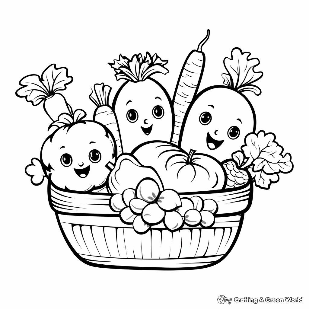 Creative Vegetable Basket Coloring Pages 4