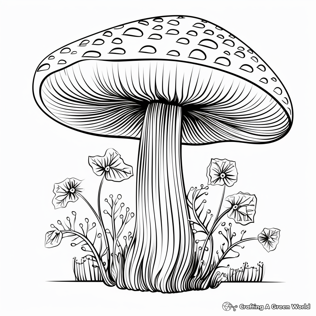 Creatively Sketched Mushroom Coloring Pages 1