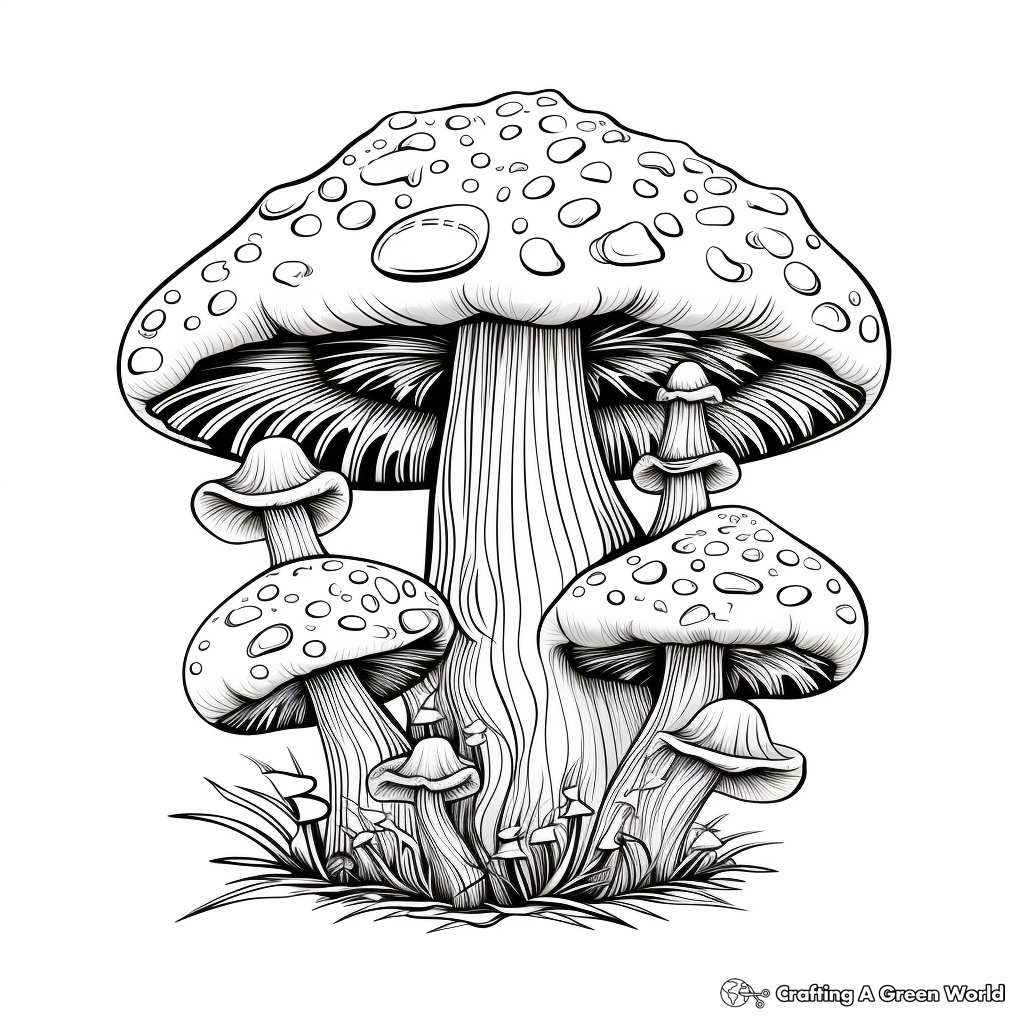 Creatively Sketched Mushroom Coloring Pages 2