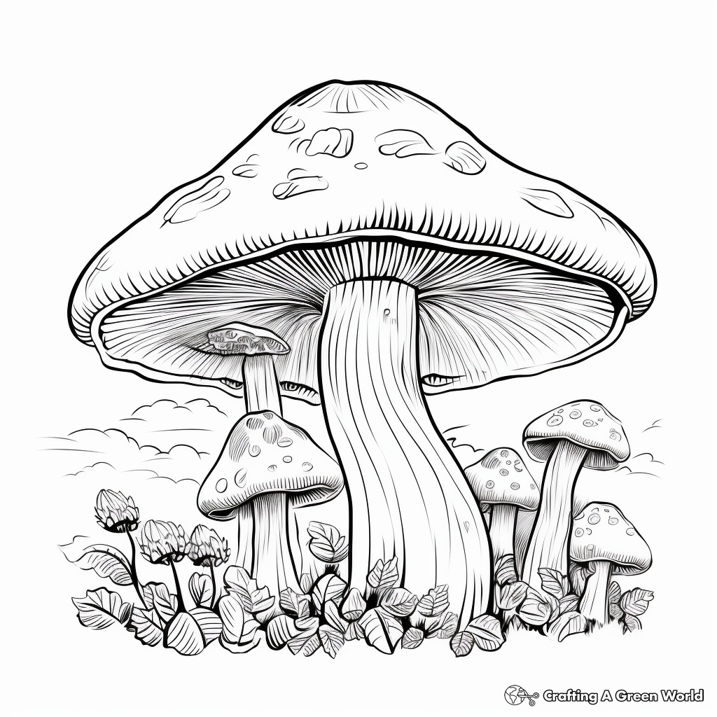 Creatively Sketched Mushroom Coloring Pages 3