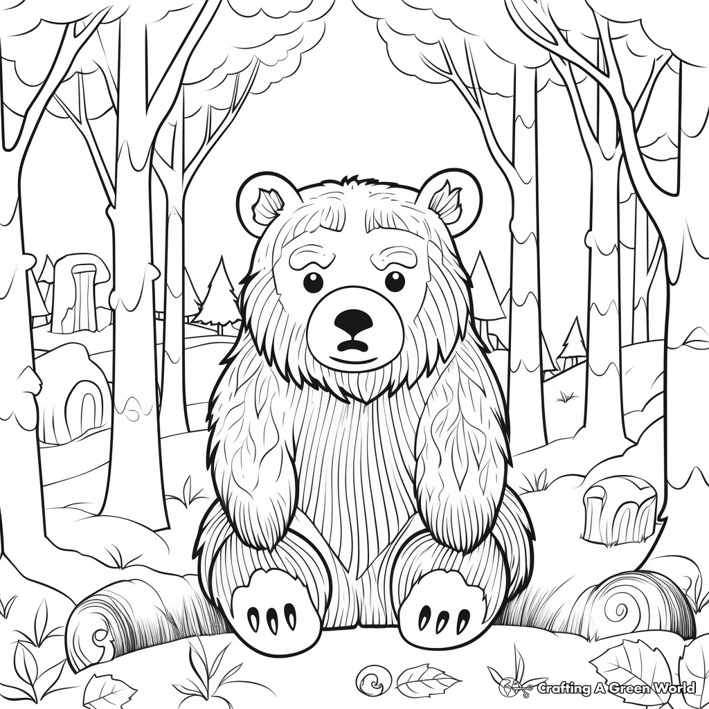 Creepy Bear in the Woods Coloring Pages 1