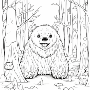 Creepy Bear in the Woods Coloring Pages 2