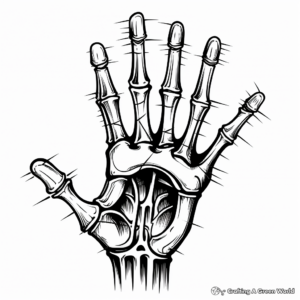 Creepy Gothic Skeleton Hand Coloring Pages 1