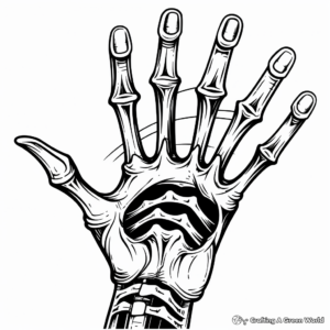 Creepy Gothic Skeleton Hand Coloring Pages 3
