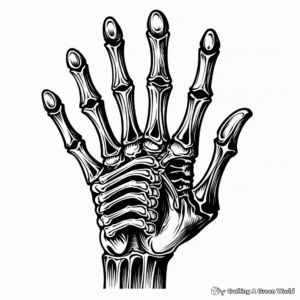 Creepy Gothic Skeleton Hand Coloring Pages 4