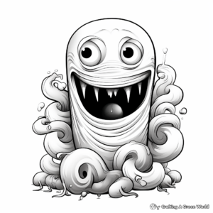 Creepy Halloween Gummy Worms Coloring Pages 4