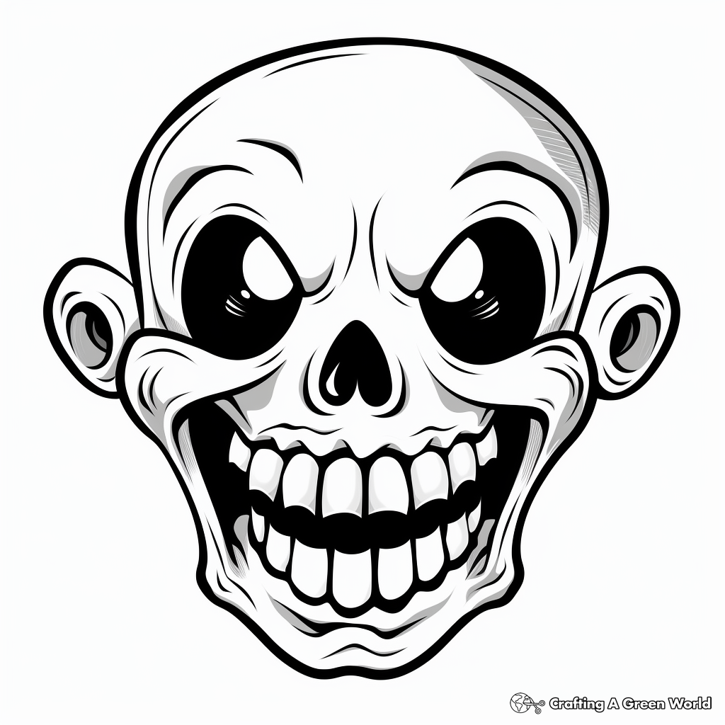 Creepy Laughing Skull Coloring Pages for Kids 3