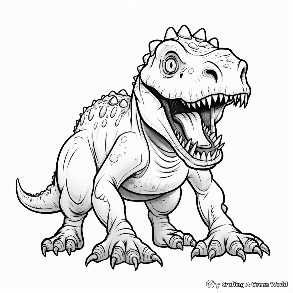 Creepy T Rex In The Dark Coloring Pages 1