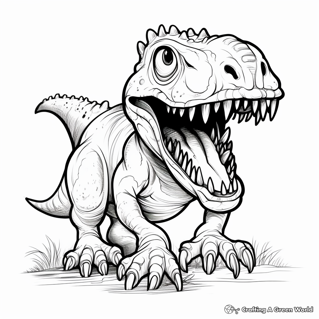 Creepy T Rex In The Dark Coloring Pages 2