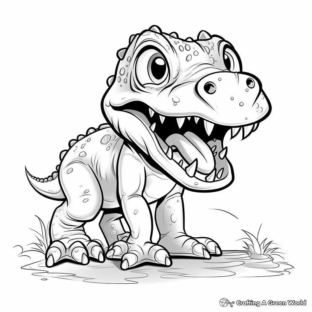 Creepy T Rex In The Dark Coloring Pages 4