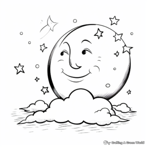 Crescent Moon and Evening Sun Coloring Pages 2