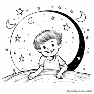 Crescent Moon and the Milky Way Coloring Pages: Galaxy Artworks 2