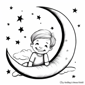 Crescent Moon and the Milky Way Coloring Pages: Galaxy Artworks 3