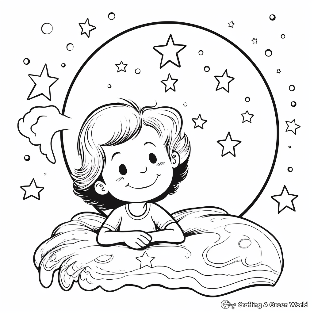 Crescent Moon and the Milky Way Coloring Pages: Galaxy Artworks 4