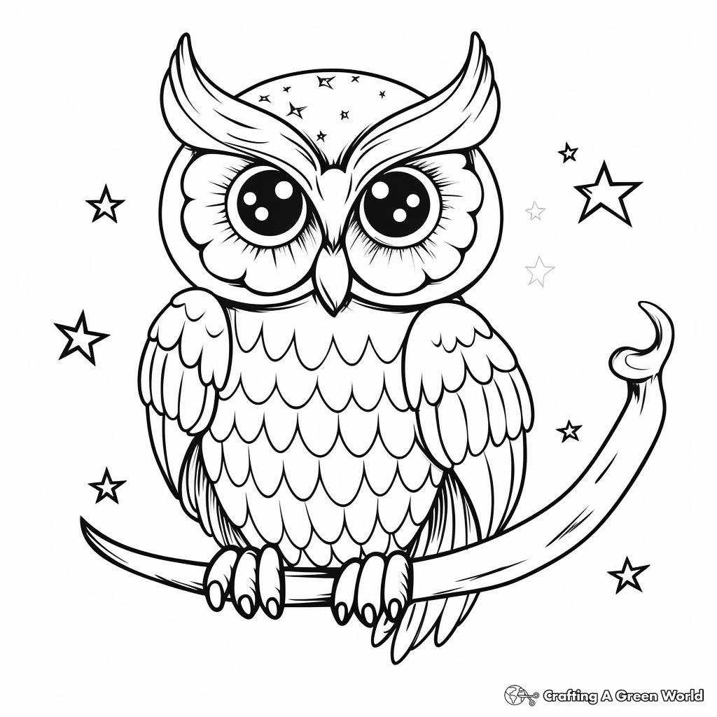 Crescent Moon and the Owl Coloring Pages 2