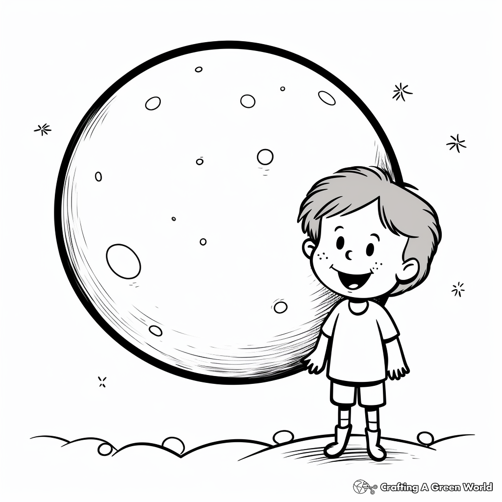 Crescent Moon Lunar Eclipse Coloring Pages for Children 2