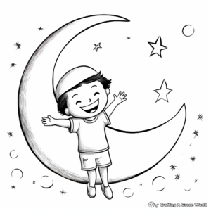 Crescent to Full Moon Phases Coloring Pages 4