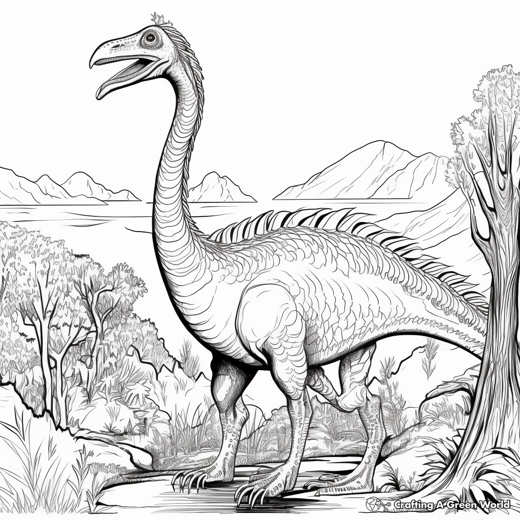 Cretaceous Period Therizinosaurus Coloring Pages 3