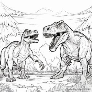 Cretaceous Period: Giganotosaurus vs T Rex Coloring Pages 2