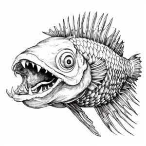 Cross Hatching Technique Dragon Fish Coloring Pages 1