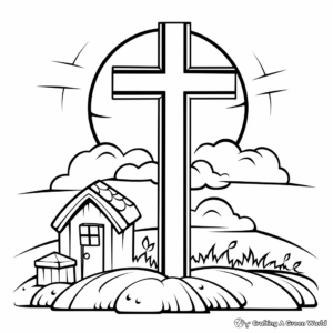 Cross with Dove Coloring Pages 1