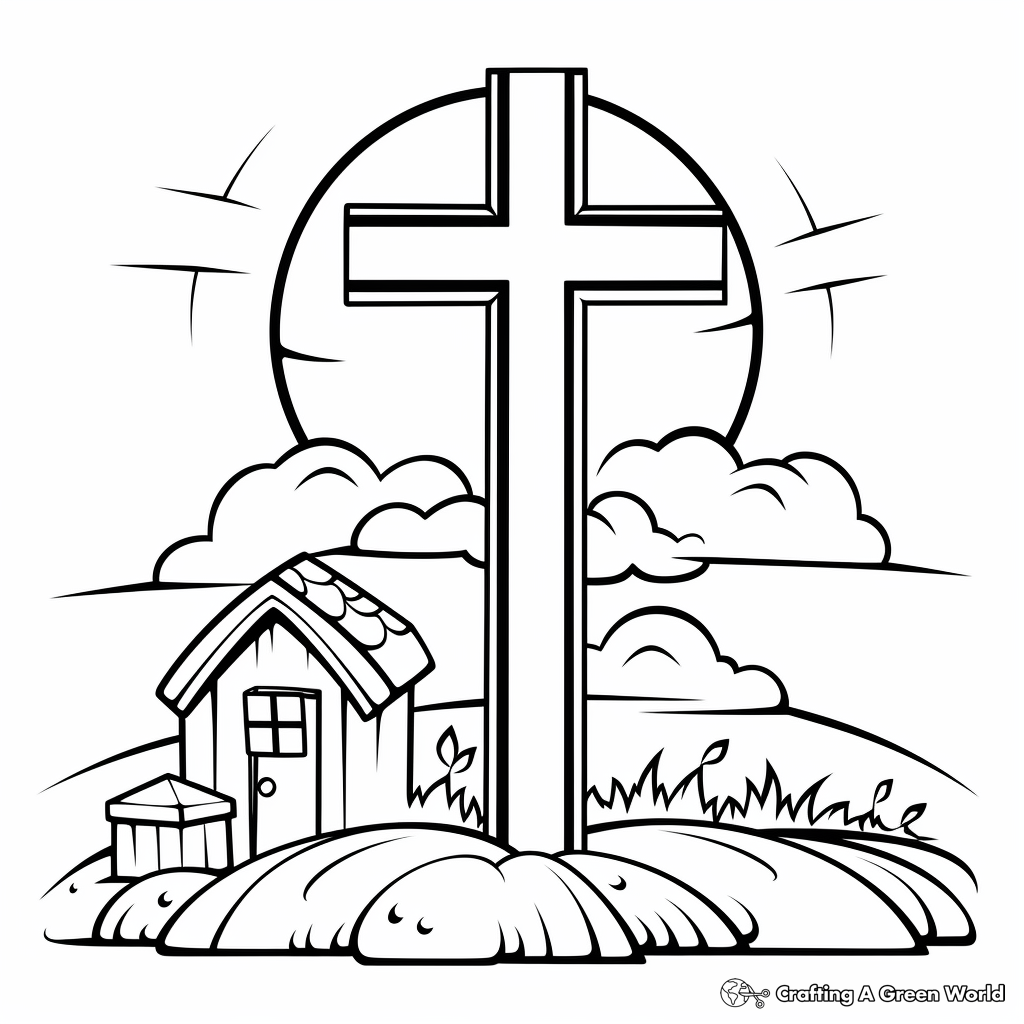 Cross with Dove Coloring Pages 1