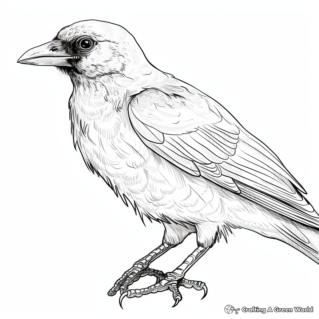 Crow Feather Closeup Coloring Pages 2