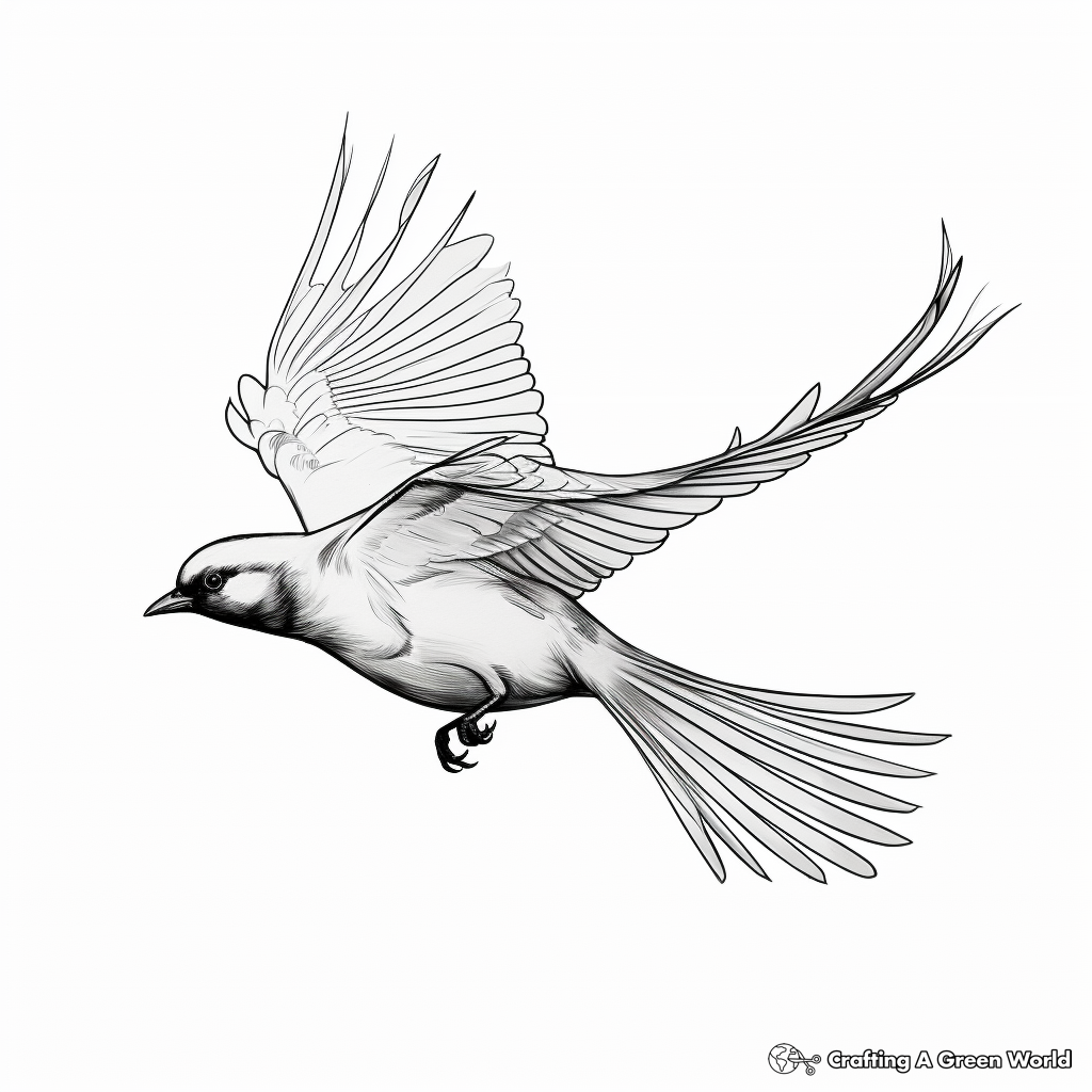 Crow-in-Flight Coloring Sheets for Bird Enthusiasts 2